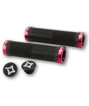 Paia manopole DH ASSAULT nero e anelli di blocco alluminio rosso
