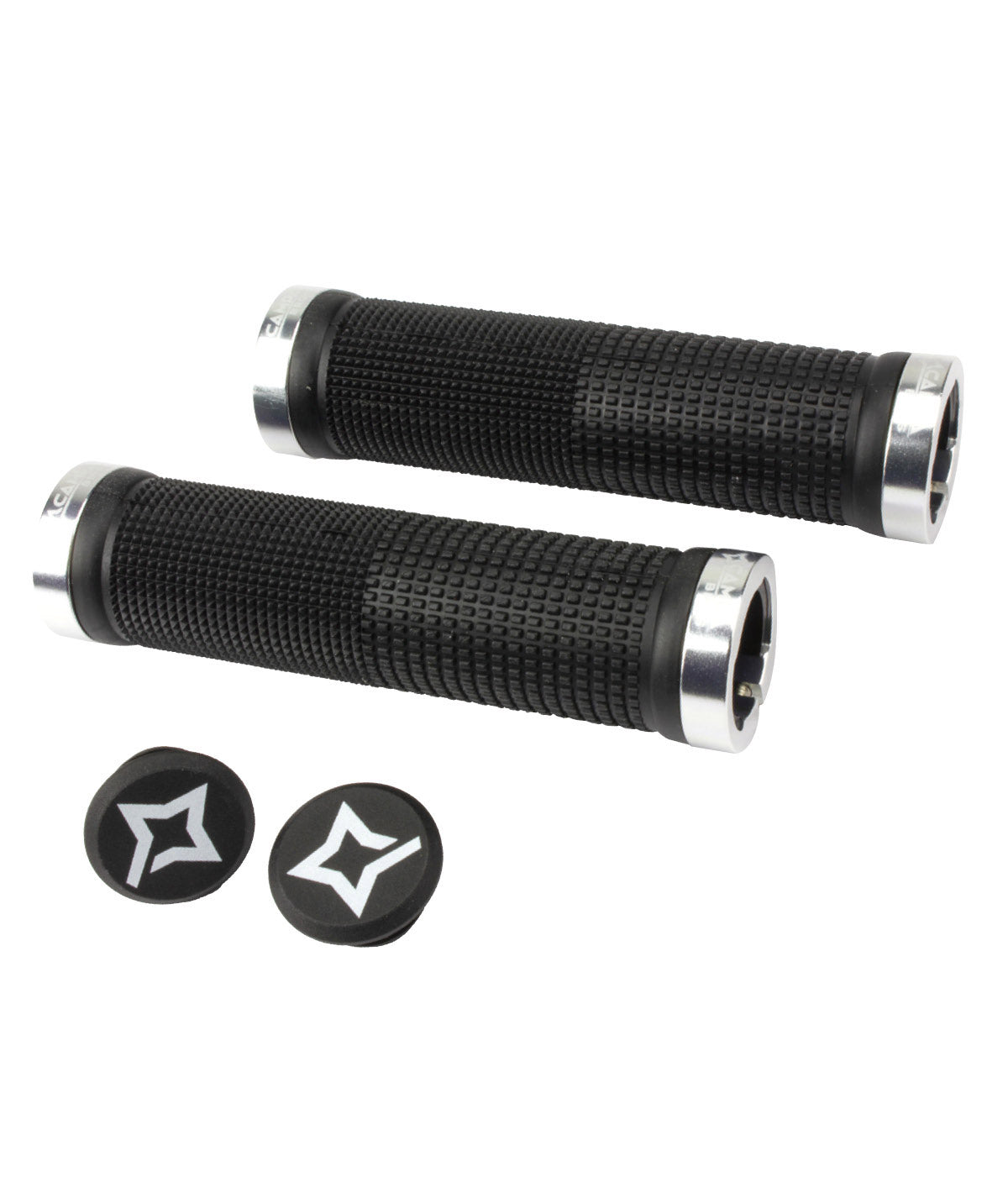 Paia manopole DH ASSAULT nero e anelli di blocco alluminio silver
